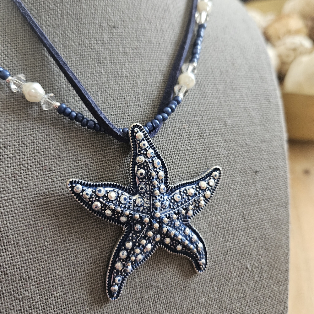 Blue Starfish Pendant Necklace - Picture 8 of 10